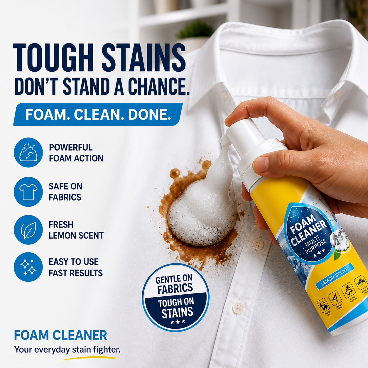 🧼Powerful Multi-Purpose Foam Cleaner — Safe for leather, fabric, carpet & interior surfaces. ✨