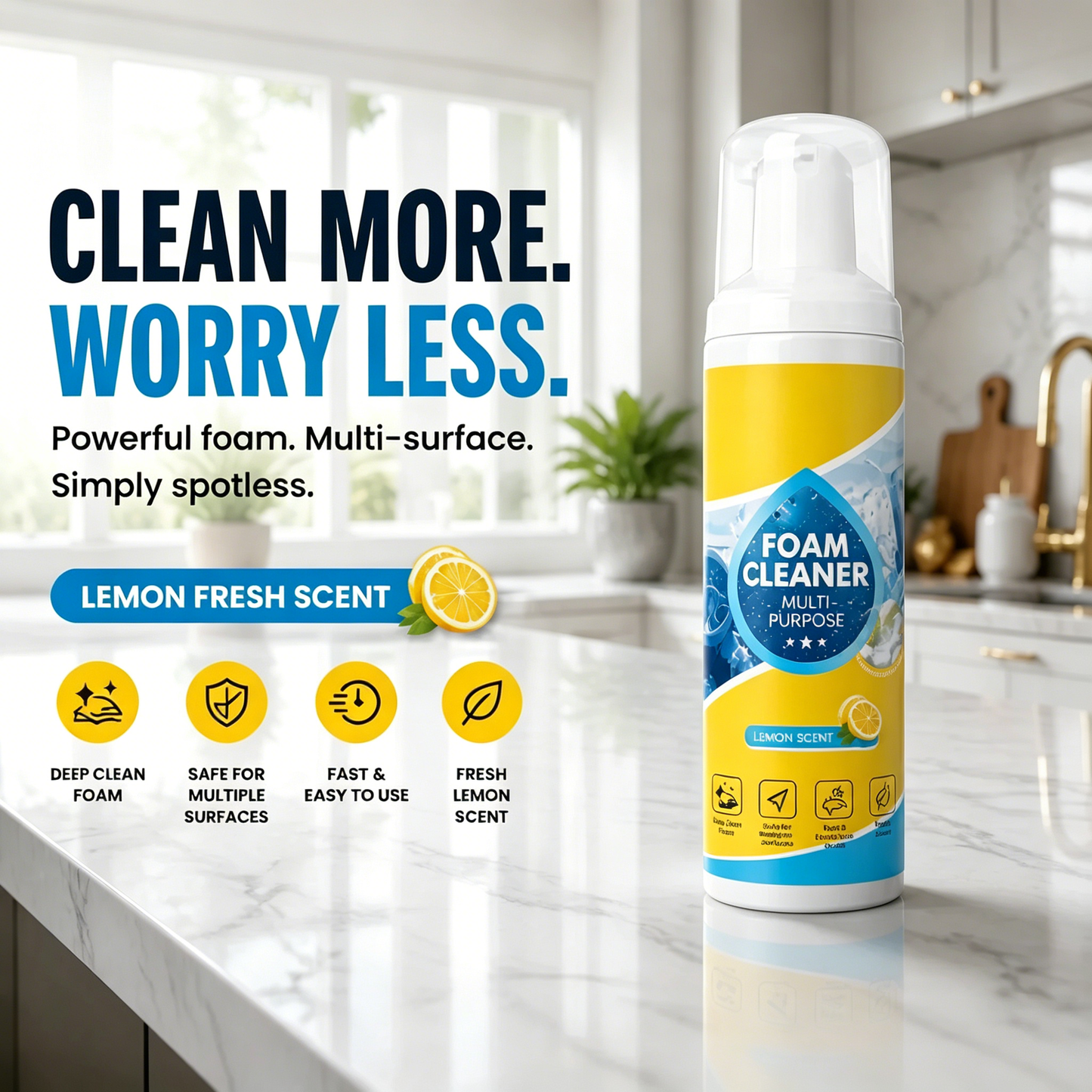 🧼Powerful Multi-Purpose Foam Cleaner — Safe for leather, fabric, carpet & interior surfaces. ✨