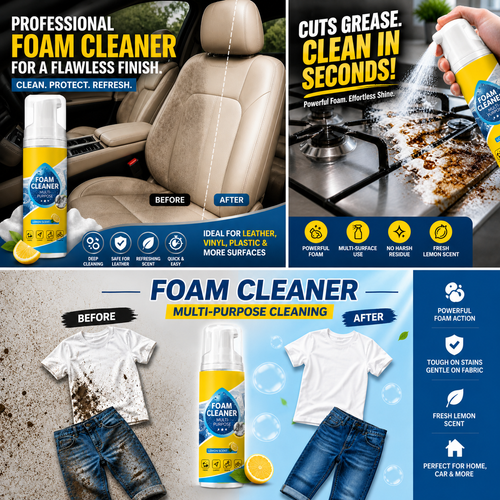 🧼Powerful Multi-Purpose Foam Cleaner — Safe for leather, fabric, carpet & interior surfaces. ✨